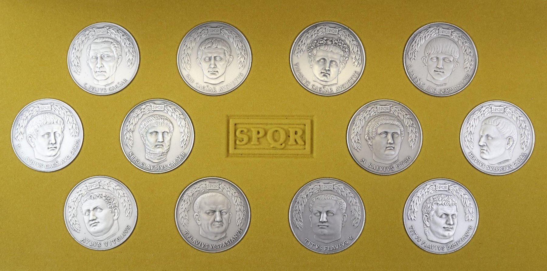 Image for Franklin Mint Sterling Silver Twelve Caesars Medals (12)