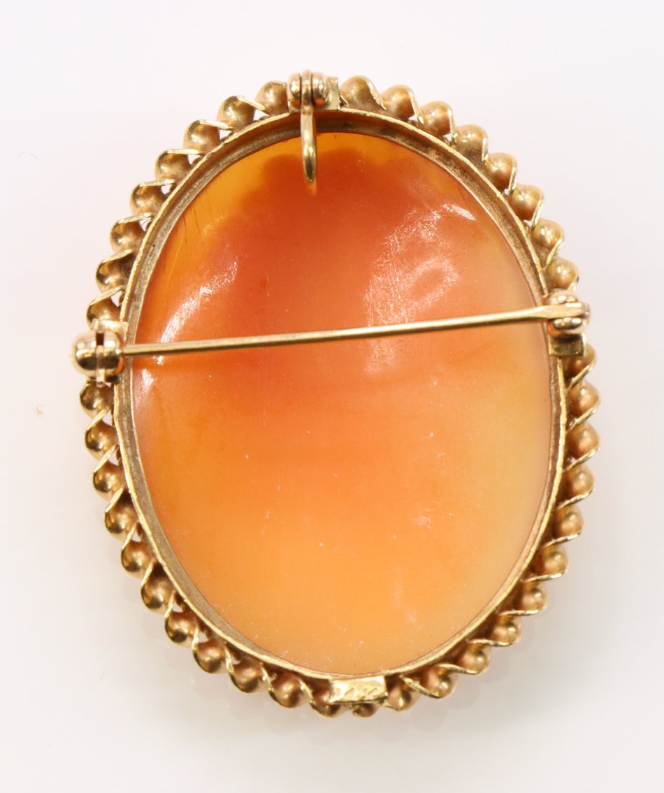 Image for 14k YG Cameo Pin & Earrings