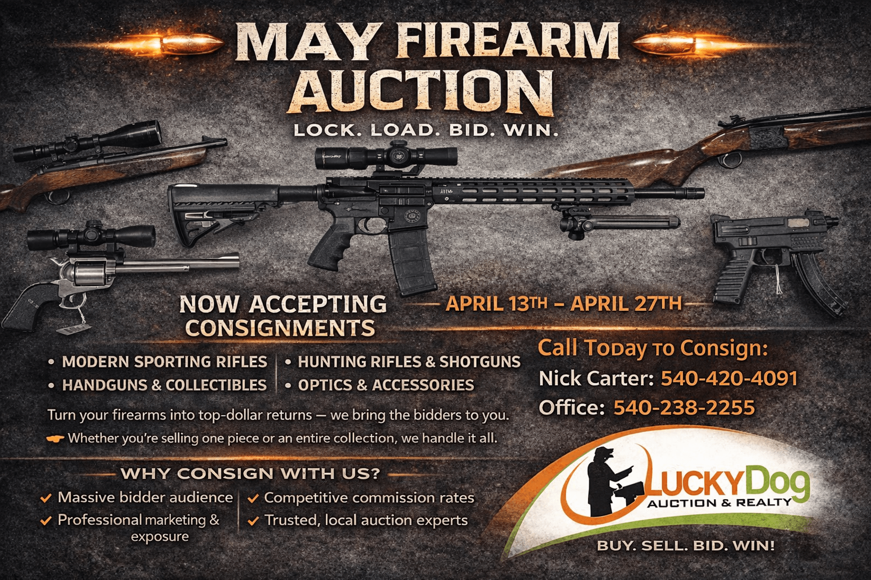 Image for May Firearm Auction - Accepting Consignments April 13th - 27th