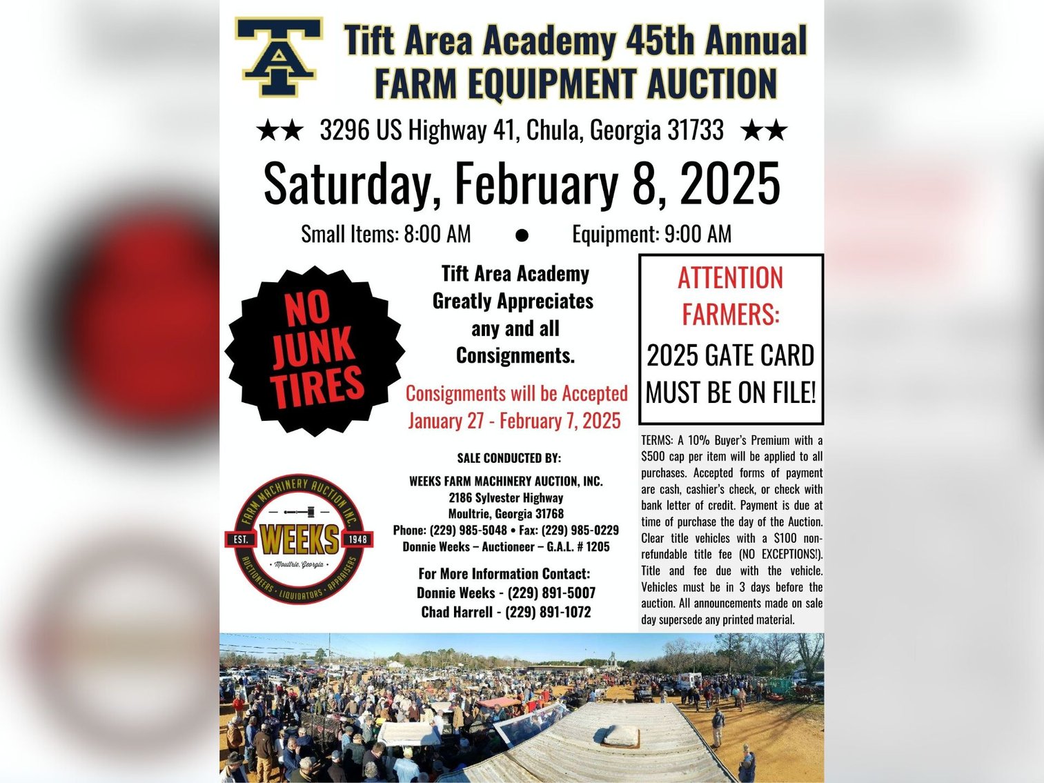 Image for Tift Area Academy's 45th Annual Farm Equipment Auction - Feb 8th