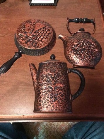 HOME INTERIOR ANTIQUED COPPER KITCHEN WALL PLAQUES