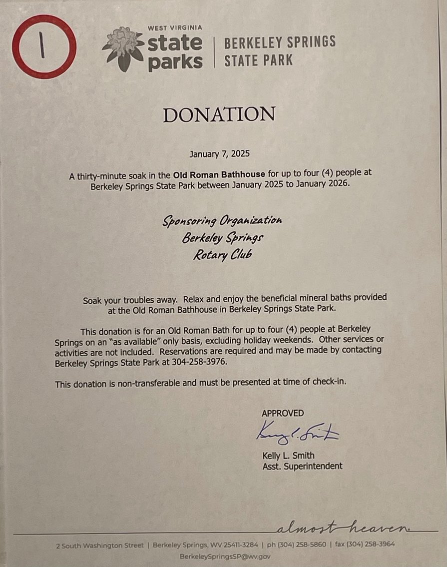 Image for Berkeley Springs Rotary 2025 Scholarships Online Auction