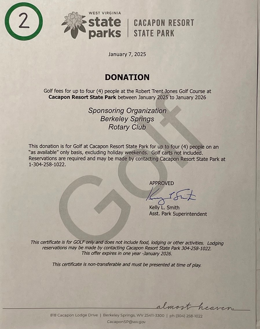 Image for Berkeley Springs Rotary 2025 Scholarships Online Auction