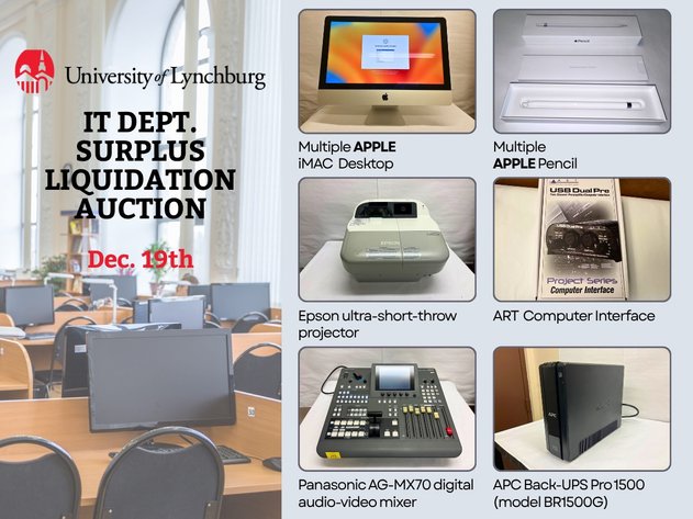 Image for UNIVERSITY OF LYNCHBURG IT DEPARTMENT SURPLUS LIQUIDATION