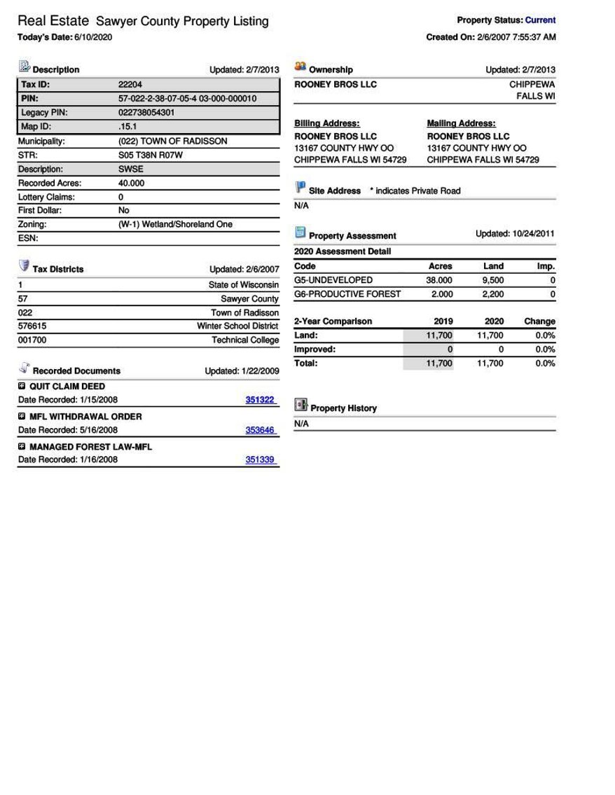 Image for 741(+/-) Acres - Sawyer County