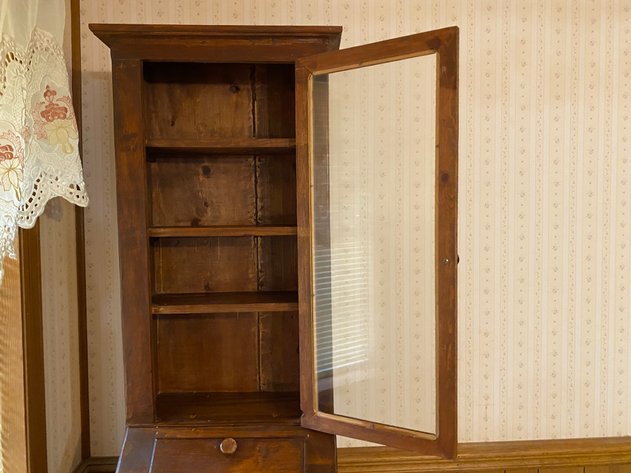 Image for Antique Wooden Secretary Desk with Bookcase Top