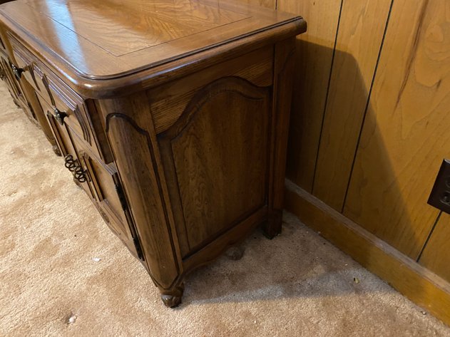 Image for (2) Oak Carved French Provincial Night Stands