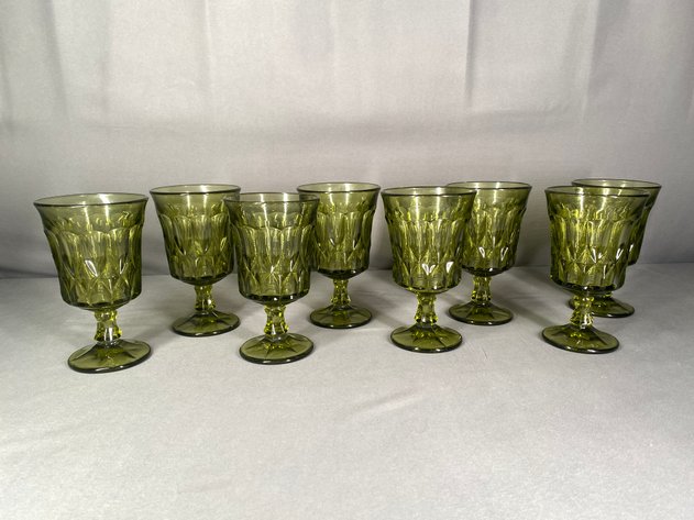 Image for (9) Noritake Perspective Green Iced Tea Glass Goblets