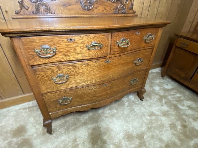 Image for Antique Oak Dresser with Beveled Mirror