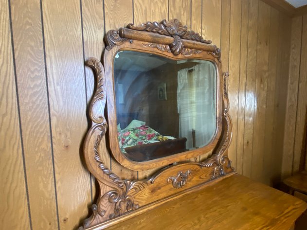 Image for Antique Oak Dresser with Beveled Mirror