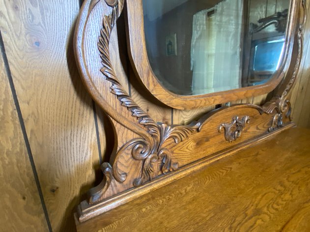 Image for Antique Oak Dresser with Beveled Mirror