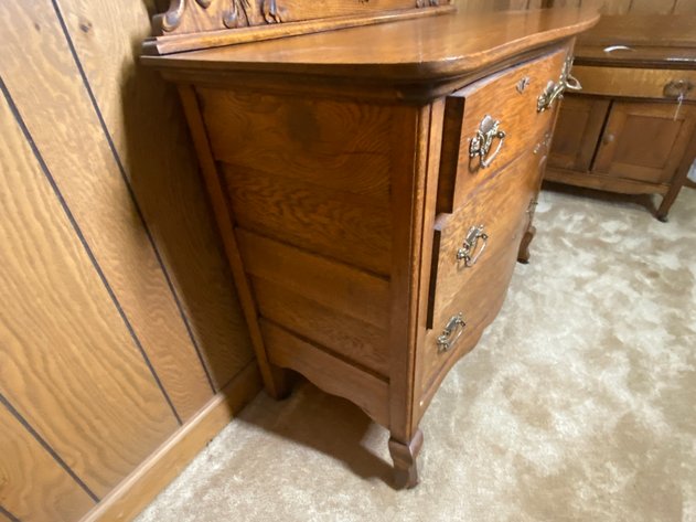 Image for Antique Oak Dresser with Beveled Mirror