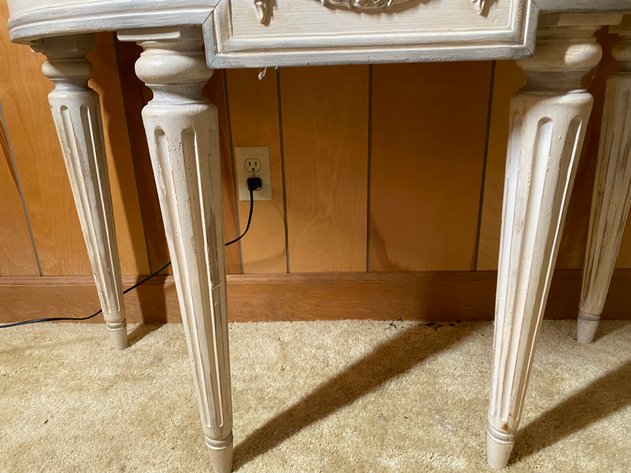 Image for Henredon Louis XVI Neoclassical Travertine Demilune Side Entry Table
