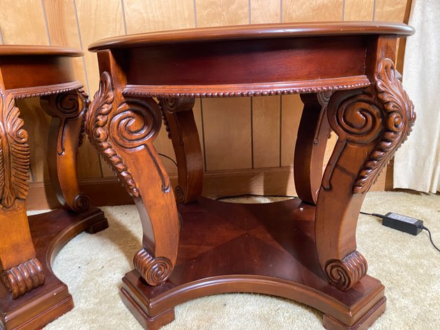 Image for (2) Solid Wood Round End Tables