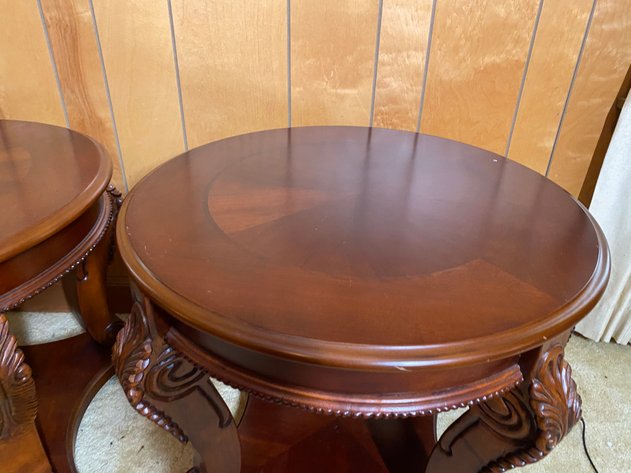 Image for (2) Solid Wood Round End Tables