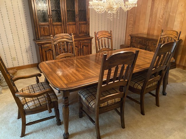 Image for (7)Solid Wood Dining Table with 6 Chairs