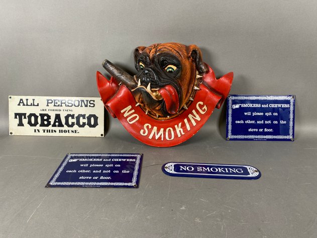 Image for (5) Porcelain Over Steel & Resin Smoking Signs