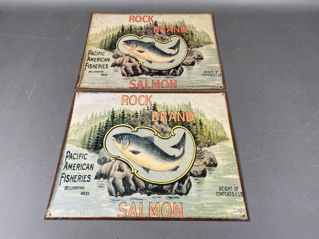 Image for (6) Tin Reproduction Metal Fishing-Themed Signs