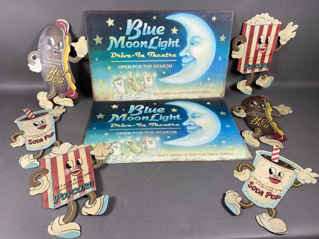 Image for (8) Metal Reproduction Vintage Drive-In Theatre Signs