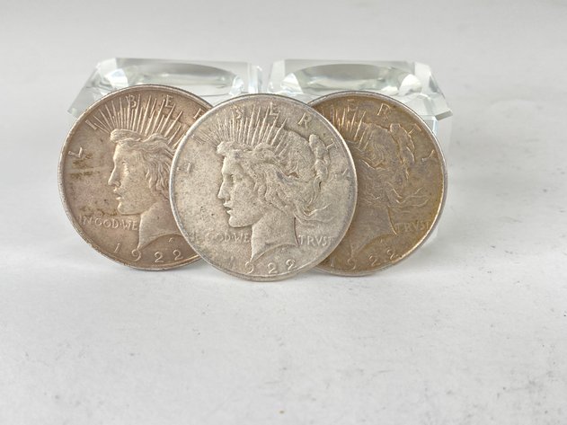 Image for (3) Peace Dollars 1922, 1922 D, and 1922 S