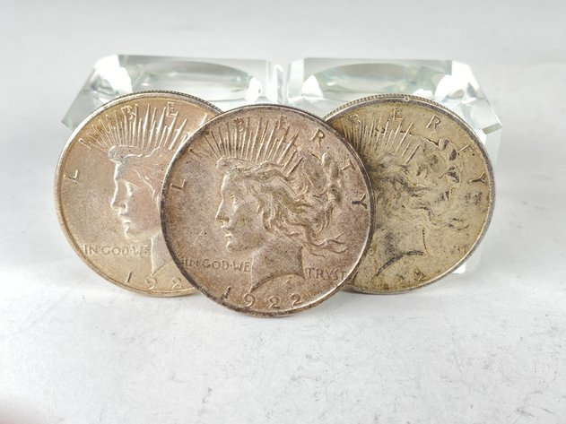 Image for (3) Peace Dollars 1922, 1922 D, and 1922 S