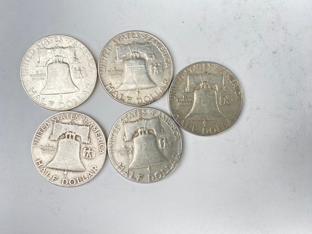 Image for (5) Franklin Half Dollars 1950's and 1960's