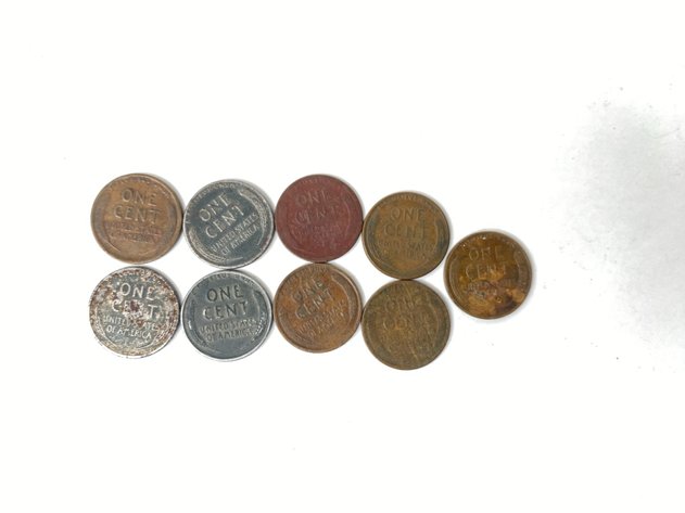 Image for (6) Lincoln Head Wheat Cents and (3) Lincoln Head Wheat Steel Cents