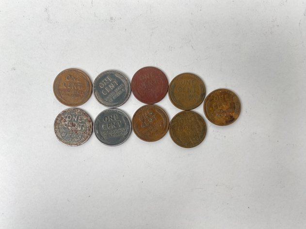 Image for (6) Lincoln Head Wheat Cents and (3) Lincoln Head Wheat Steel Cents