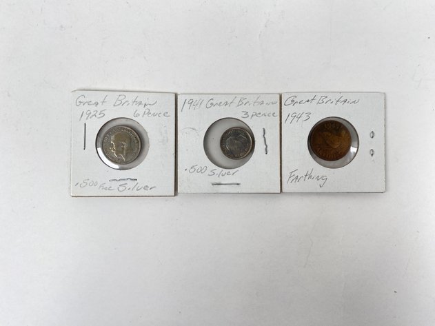 Image for (3) Vintage British Coins, (2) .500 Silver Content
