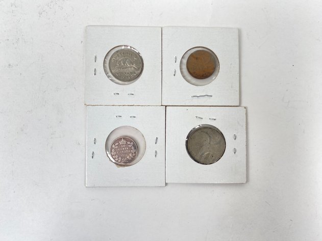 Image for (4) Vintage Canadian Coins, (2) .80 Silver Content