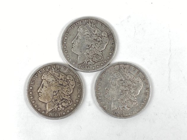 Image for (3) Morgan Dollars 1881, 1881 O and 1881 S