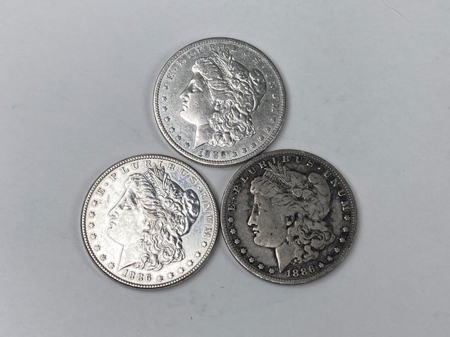 Image for (3) Morgan Dollars 1886, 1886 O and 1886 S