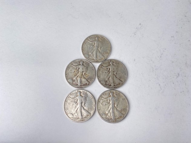 Image for (5) Walking Liberty Half Dollars 1941-1945