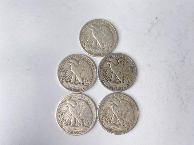 Image for (5) Walking Liberty Half Dollars 1941-1945