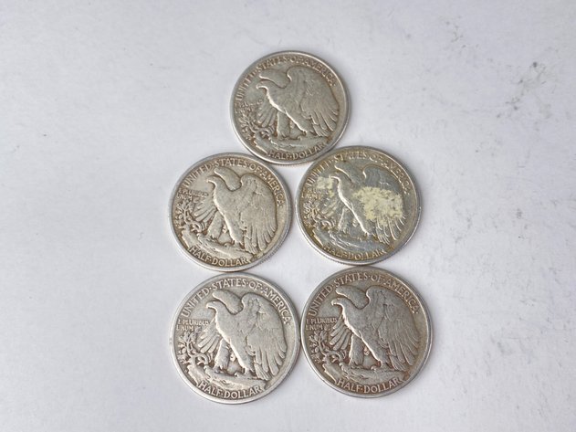 Image for (5) Walking Liberty Half Dollars 1941-1945