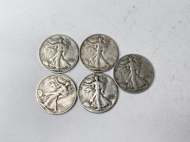 Image for (5) Walking Liberty Half Dollars 1941-1945