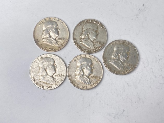 Image for (5) Franklin Half Dollars 1950's