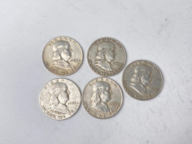 Image for (5) Franklin Half Dollars 1950's