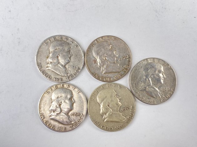Image for (5) Franklin Half Dollars 1950's and 1960's