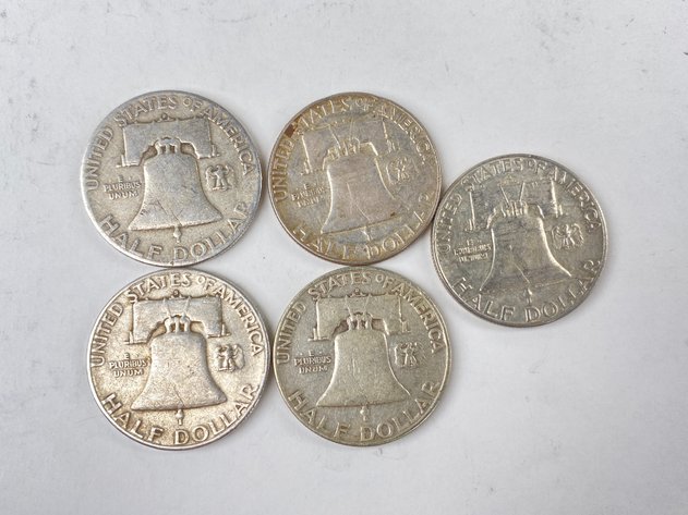 Image for (5) Franklin Half Dollars 1950's and 1960's