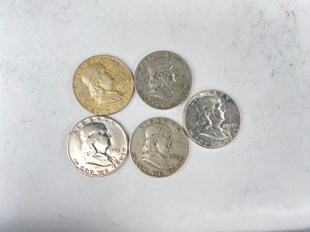 Image for (5) Franklin Half Dollars 1950's and 1960's
