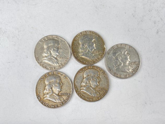Image for (5) Franklin Half Dollars 1950's and 1960's