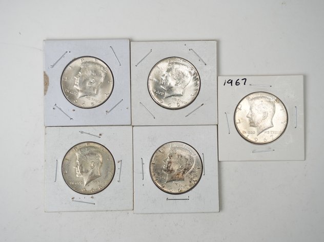 Image for (5) Kennedy Half Dollars 1965-1969 (40% Silver)