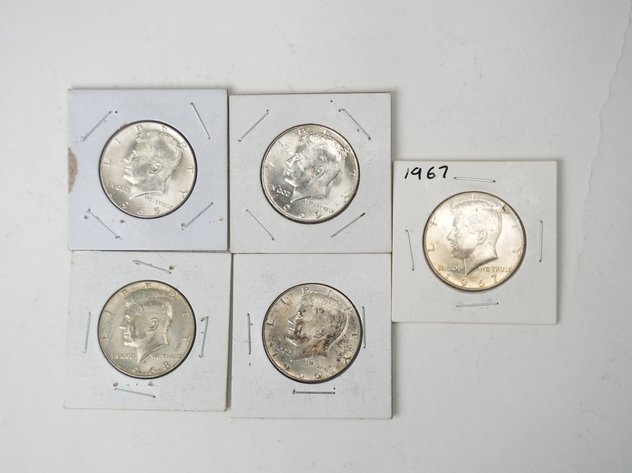 Image for (5) Kennedy Half Dollars 1965-1969 (40% Silver)