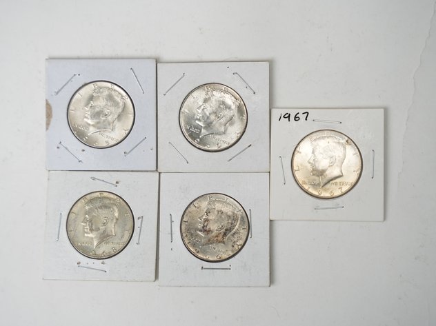 Image for (5) Kennedy Half Dollars 1965-1969 (40% Silver)