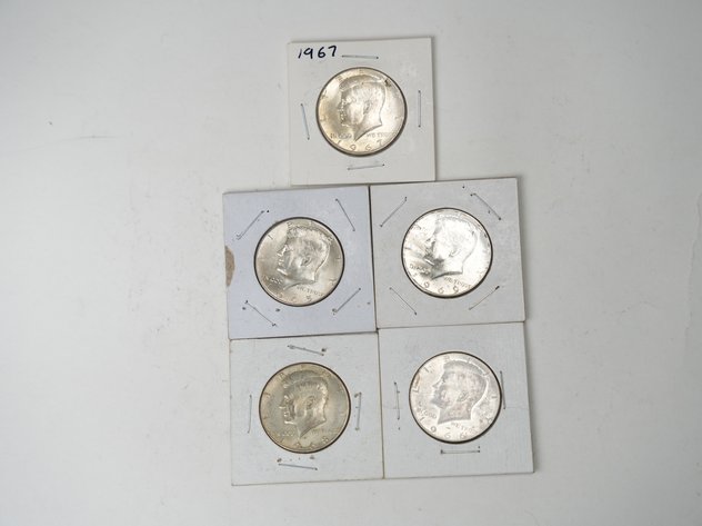 Image for (5) Kennedy Half Dollars 1965-1969 (40% Silver)