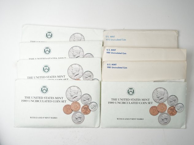 Image for (8) US Mint Uncirculated Coin Sets 1975, (2) 1981, and (5) 1989