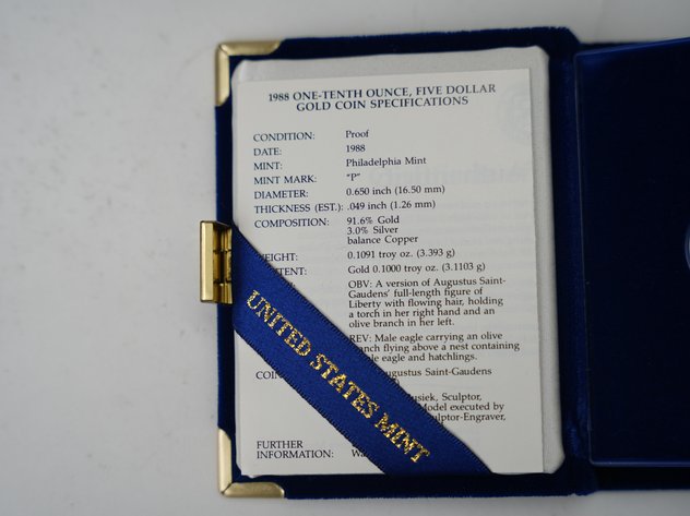 Image for 1988 $5 Gold American Eagle Proof 1/10 oz.