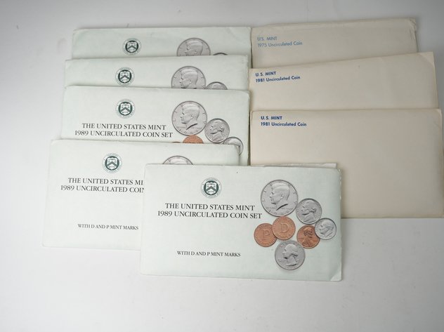 Image for (8) US Mint Uncirculated Coin Sets 1975, (2) 1981, and (5) 1989