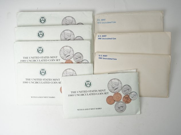 Image for (8) US Mint Uncirculated Coin Sets 1975, (2) 1981, and (5) 1989